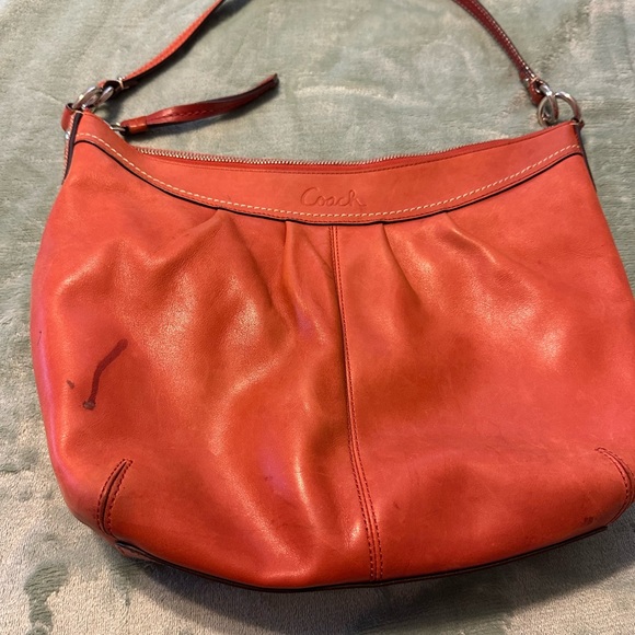 Coach Orange Leather Shoulder Bag - Picture 1 of 7
